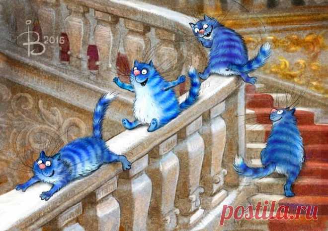 Прикольные синие коты Ирины Зенюк