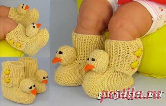 Пинетки «Утята» спицами