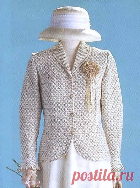 Жакет женственный крючком
