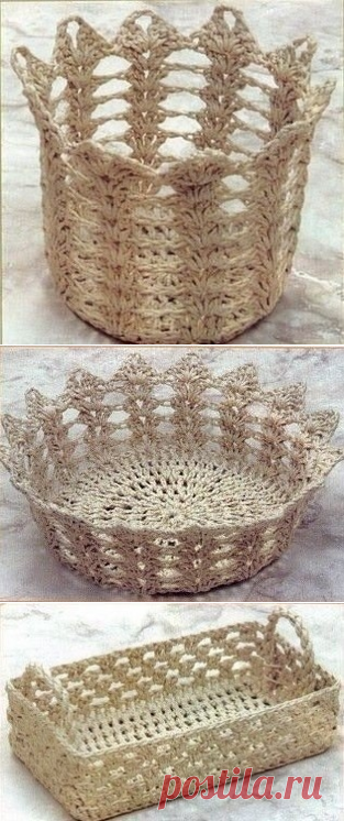 Корзинки из шпагата крючком