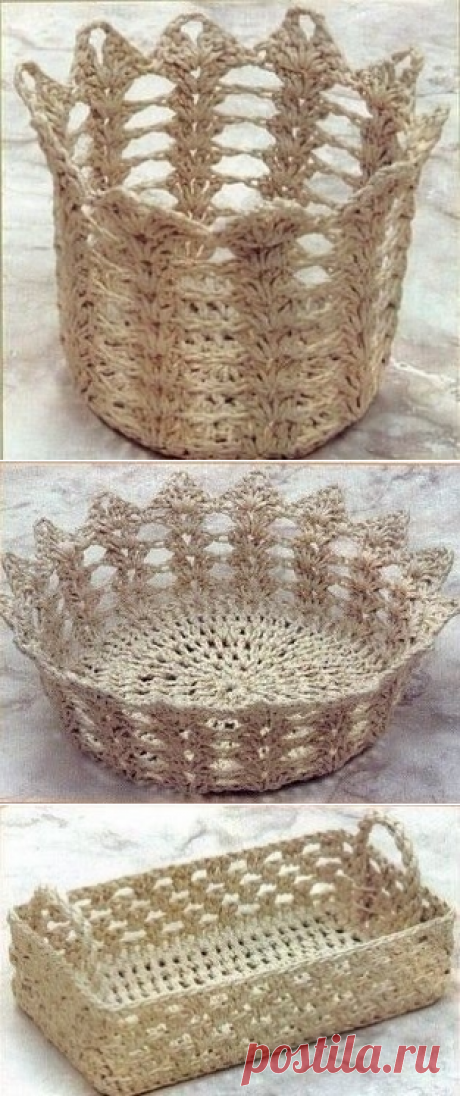 Корзинки из шпагата крючком