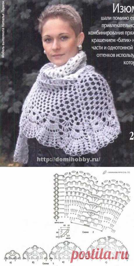 Шаль треугольная крючком