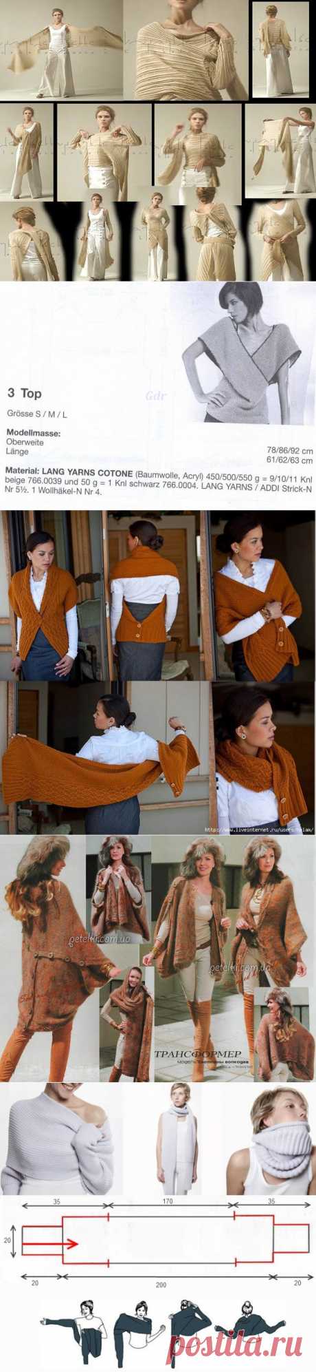 Большая подборка моделей и схем вязаной одежды (трансформеры)