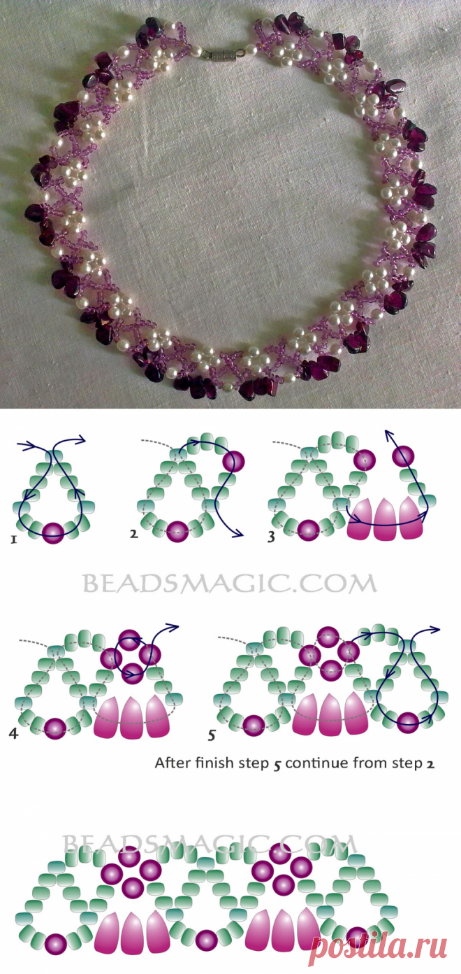 Free pattern for beautiful beaded necklace Garnet Grove | Beads Magic