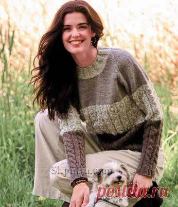 Пуловер с широкими цветными полосами — Shpulya.com - схемы с описанием для вязания спицами и крючком