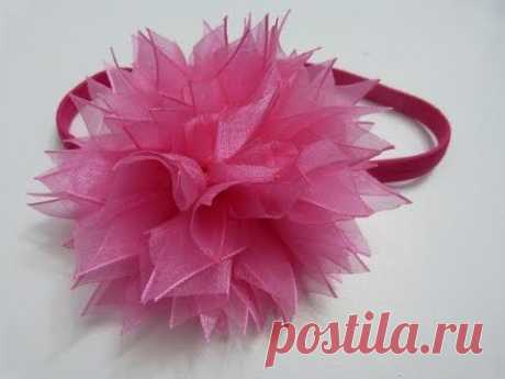 D.I.Y. Organza Pom-Poms tutorial para el cabello. Moños flores paso a paso - YouTube