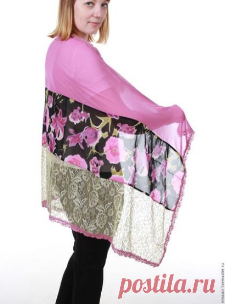 Купить Авторский палантин &quot;Лиловые цветы&quot; - фиолетовый, цветочный, лиловый, лиловые цветы