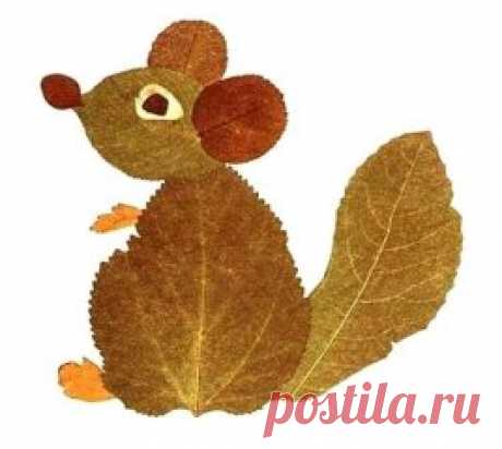 Веселый зоопарк из осенних листочков.