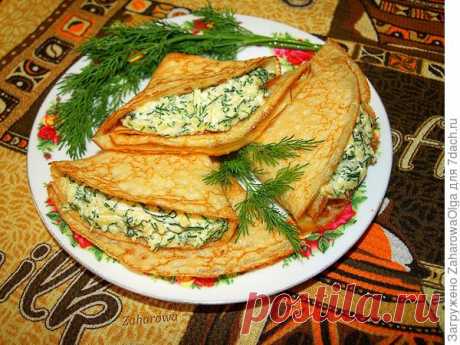 Блинчики с сырно-чесночной начинкой