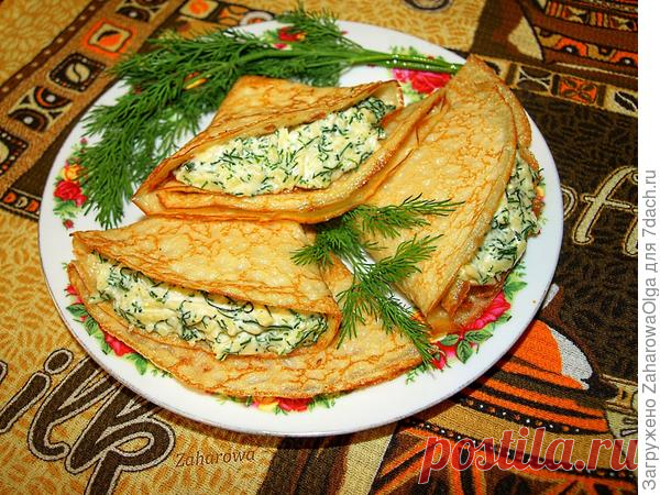 Блинчики с сырно-чесночной начинкой