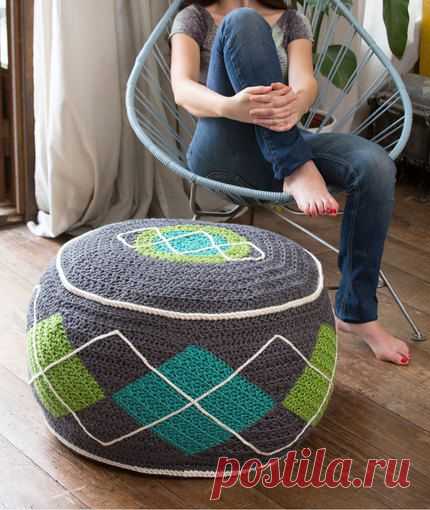 Argyle Bean Bag Ottoman Вязание Крючком Узор | Красный Сердце