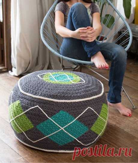 Argyle Bean Bag Ottoman Вязание Крючком Узор | Красный Сердце
