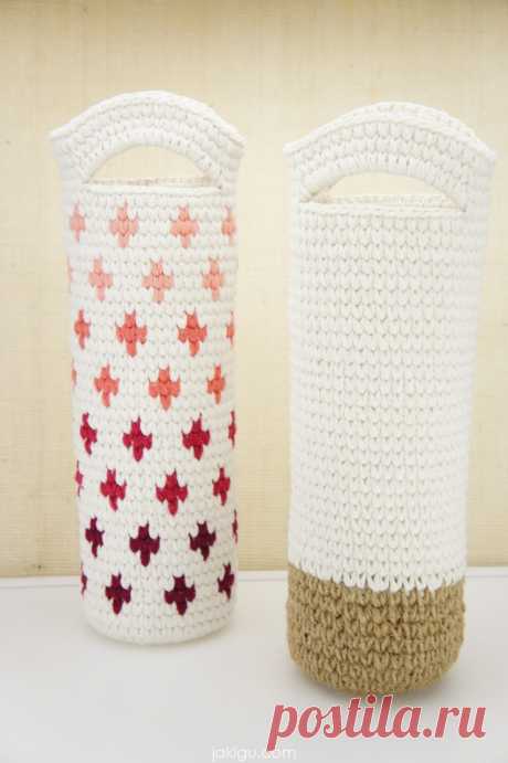 Бутылка вина Koozies /// схемы и руководства для вязания крючком от jakigu.com