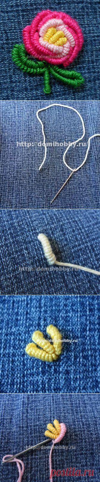 Вышивка рококо - розочка