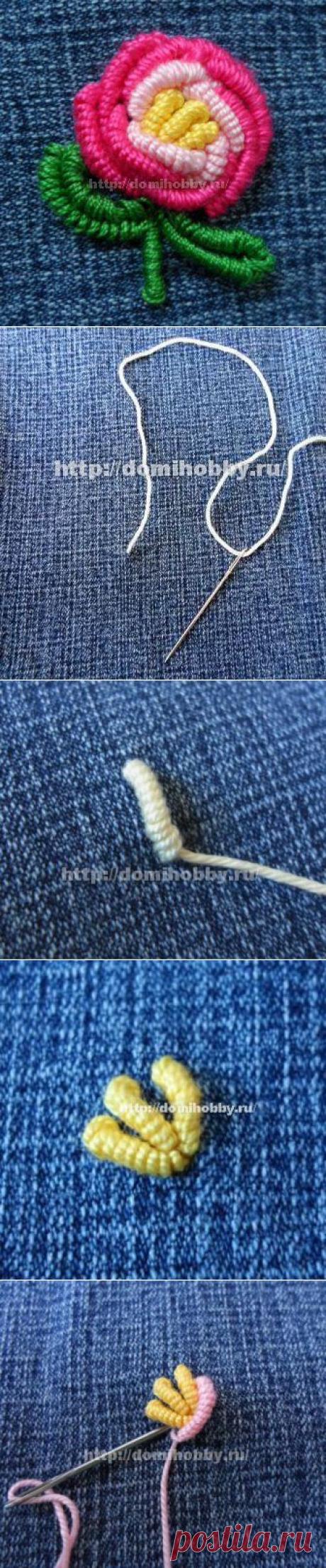 Вышивка рококо - розочка