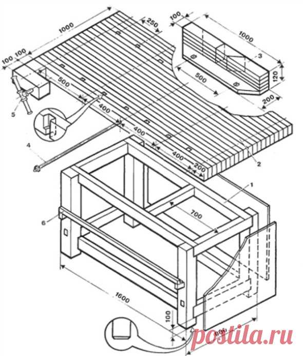 Руководство по изготовлению столярного верстака своими руками с чертежами, фото и видео