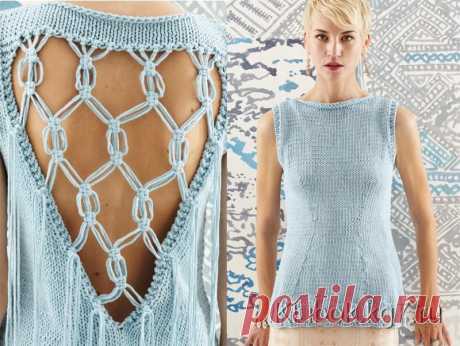 Вязание топа Macrame, модель 16, Vogue ss 2014.