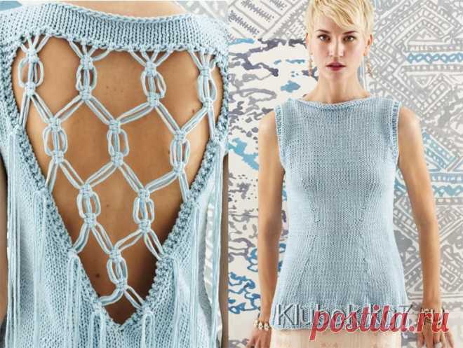 Вязание топа Macrame, модель 16, Vogue ss 2014.
