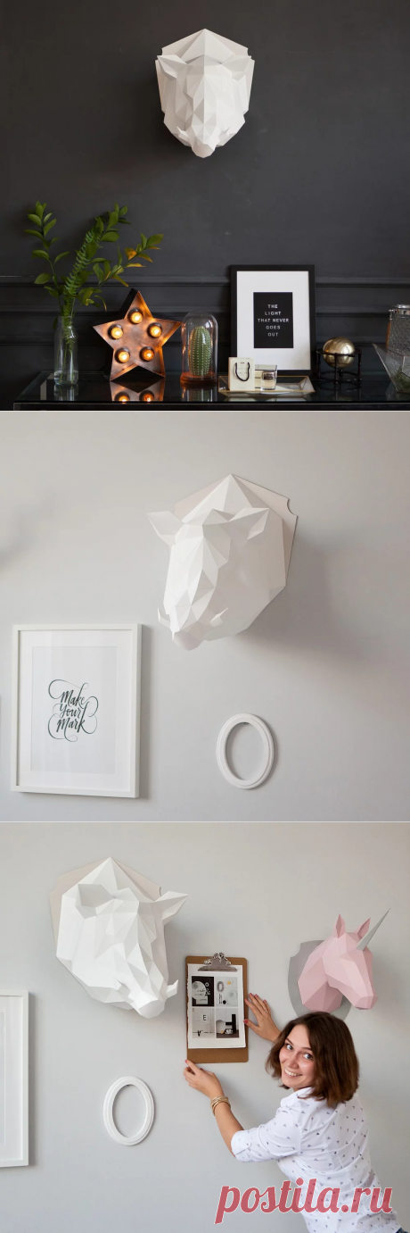 Купить паперкрафт набор для склейки головы кабана из бумаги от Polygonal Paper | Mellroot