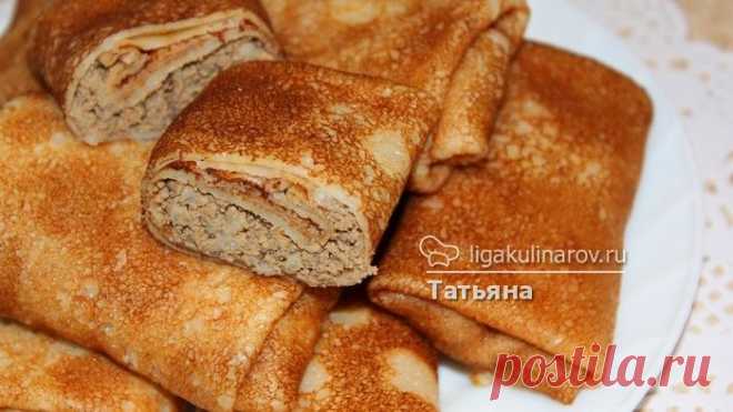 Рецепт блинчиков фаршированных печенью и рисом