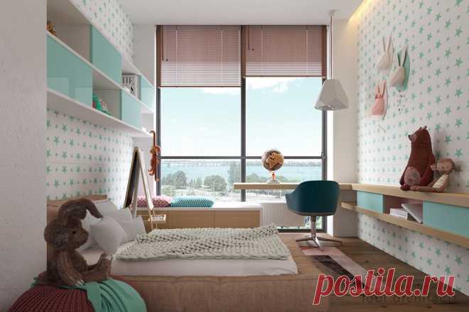 Было предложено создать лаконичный дизайн интерьера —  LOOKING AT DNIPRO, для  апартаментов, с прекрасным видом на реку Днепр.
Благодаря панорамным окнам – комнаты наполнены светом и теплом.
Прихожую ми предложили отделить перегородкой из деревянных реек. Данное решение позволило использовать как функционального элемента и декорации.
Еще одна особенность интерьера — кухня, которая «оторвана» от пола. Это решение позволило добавить легкости и воздушности дизайну.