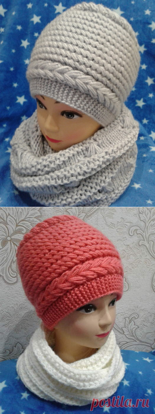 Теплая шапочка и снуд