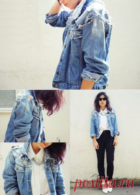 Как красиво продрать джинсовую куртку (DiY) / Курточные переделки /