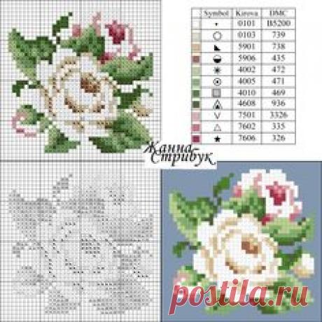 Схема для вышивки крестиком бисером роз