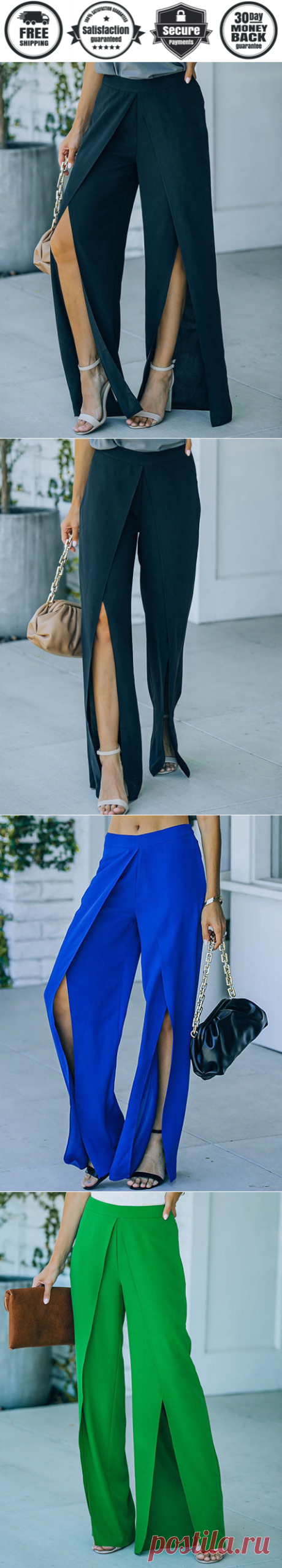 Women's Pants Loose Double Slit Casual Pant - Cicicloth