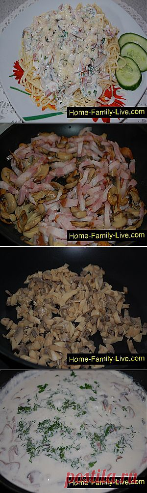 Кулинарные рецепты Спагетти под грибным соусом - пошаговый фоторецпт - макароны с грибами