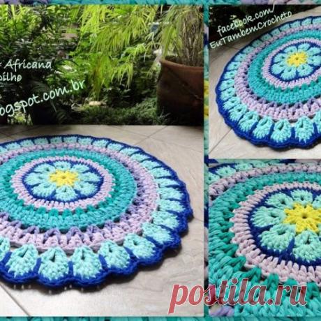 Ковер &quot;Африканский цветок&quot; из ленточной или футболочной пряжи
