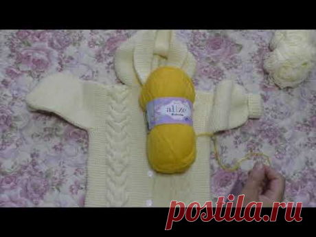 Комбинезон для новорожденного спицами часть 1