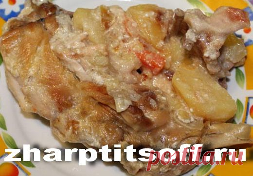 Кролик с корнями овощей в мультиварке под сливками