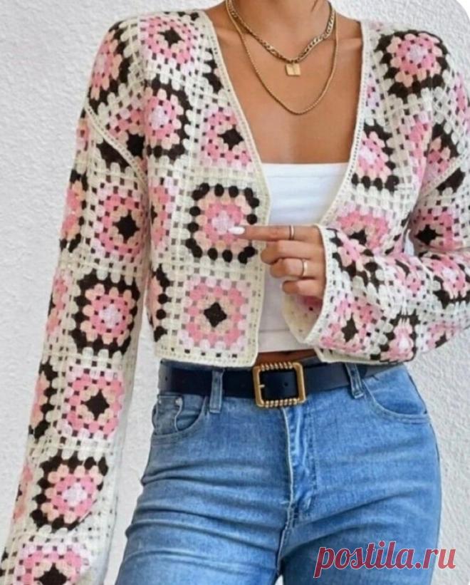 Стильные кардиганы из бабушкиных квадратов. | Вяжем вместе - вяжем стильно. | Дзен