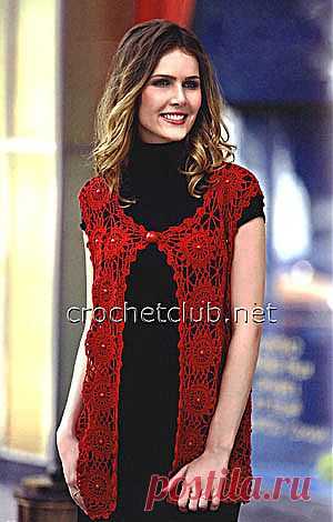 Красный жилет крючком - Вязание Крючком. Блог Настика