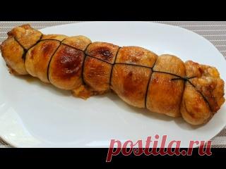 Эта КУРИЦА побила все рекорды! Обязательно попробуйте! Очень сочный куриный рулет в духовке Эта КУРИЦА побила все рекорды! Обязательно попробуйте! Очень сочный куриный рулет в духовке. Ингредиенты  Курица 1400г Сыр гауда 150г Соус терияки 100мл Лук репчатый 2шт Корень имбиря 20г Прованские травы 1ч.л Соль 1ч.л Перец чёрный 1/2ч.л Масло растительное 50г Запекаем при температуре 180° 60 минут.