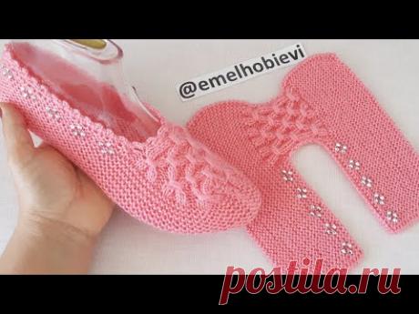 İki Şişle Kelebek Model Boncuklu Patik Örüyoruz 😊 / Knitting Slippers Crochet Design Pattern DIY