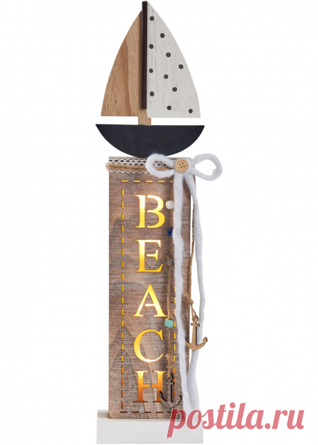 Декор с кораблем с подсветкой - белый/синий