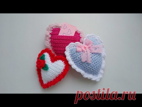 Сердечко крючком. Подарок ко дню Влюбленных своими руками.