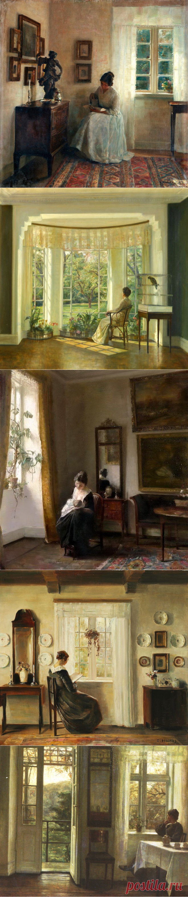 ЖЕНЩИНА СИДЕЛА У ОКНА.(ЖЕНЩИНЫ В ИНТЕРЬЕРЕ ХУДОЖНИКА CARL HOLSOE)