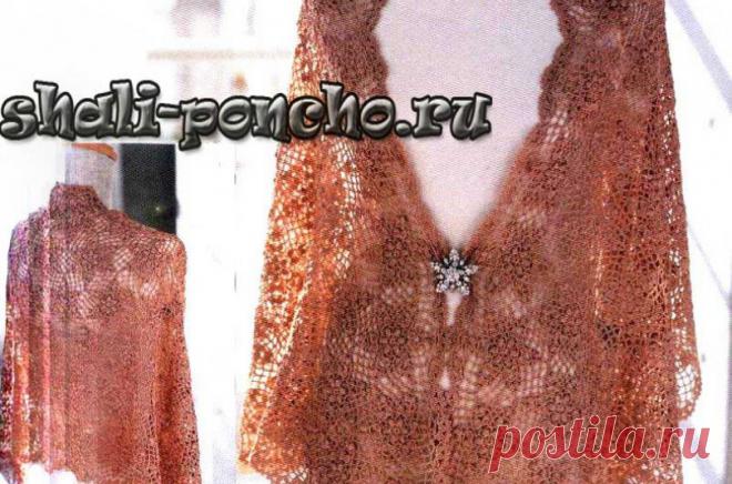 Шаль из мотивов с попкорном