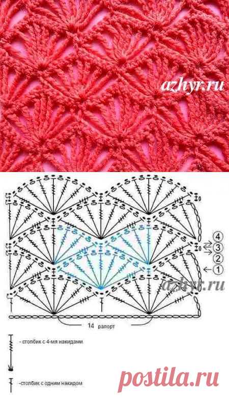Ажурный узор крючком(для шали)