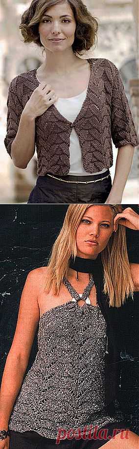 Вязание. Ажурный жакет и топ спицами. Две модели- одна схема..