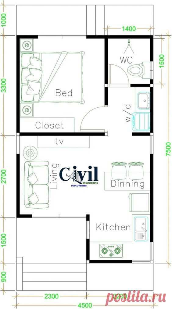 Tiny House Plans 7x6 With One Bedroom Gable Roof - Tiny House Plans