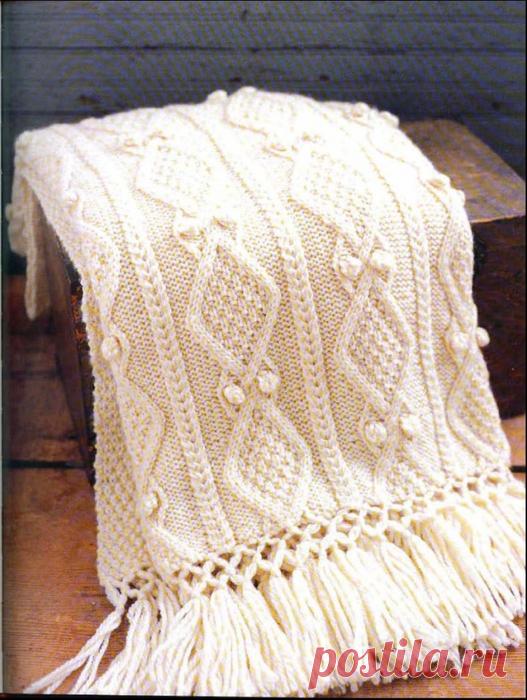 Пледы спицами со жгутами
