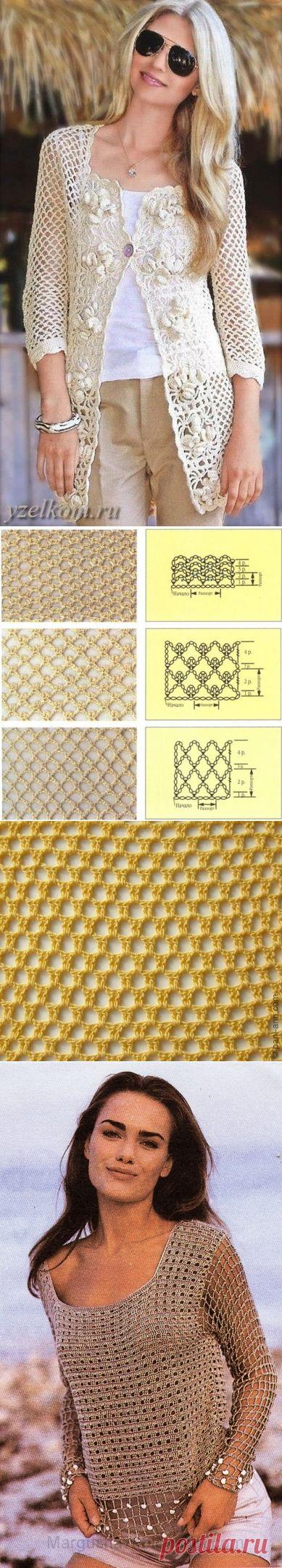 Вязаные филейной сеткой джемперы и жакеты — Рукоделие