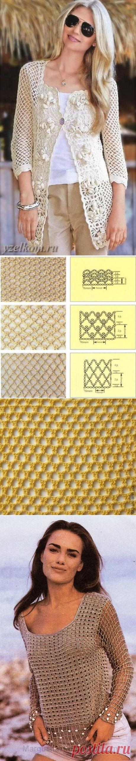 Вязаные филейной сеткой джемперы и жакеты — Рукоделие