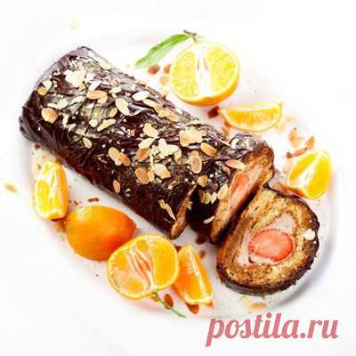 Рецепт и фото Рулет-полено с шоколадным маскарпоне — Сочетайзер