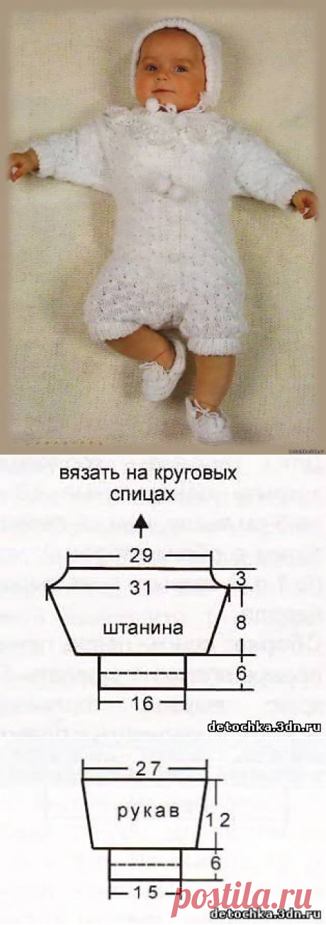 Комплект крестильный - Шапочка, комбинезон, пинетки. - Вязанные крестильные комплекты - Вязание малышам - Вязание для малышей - Вязание для детей. Вязание спицами, крючком для малышей