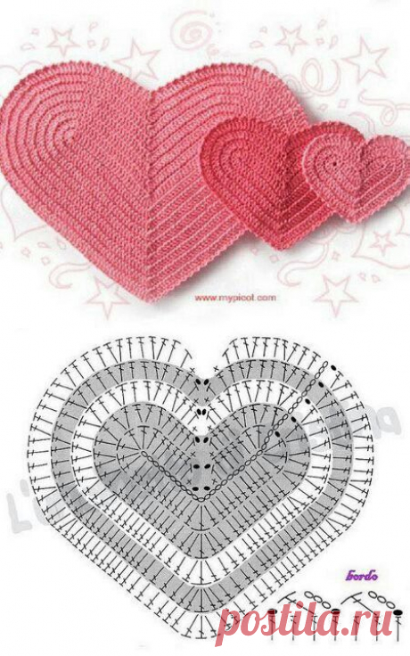 Hearts | Valentine | Вязаные Крючком Сердца, Узоры Для Вязаных Крючком Сердец и Узоры С Сердечками
